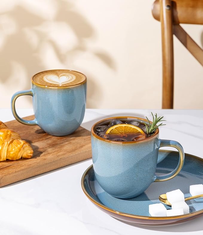 LERATIO Ceramic Coffee Mugs Set of 6,12oz Handmade Coffee Mugs Set with Large Handle for Cappuccino/Latte/Tea/Hot Cocoa,Dishwasher & Microwave Safe-Ocean Blue - Image 5