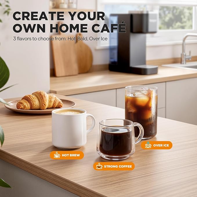 Tastyle Single Serve Coffee Maker for K Cups and Grounds with 3 Brew Styles | 40oz Removable Water Tank, 6 to 24oz Brew Size, Compact Design, Fits 7.3" Travel Mug, for Home, RVs and Office, K330IC, Black - Image 4