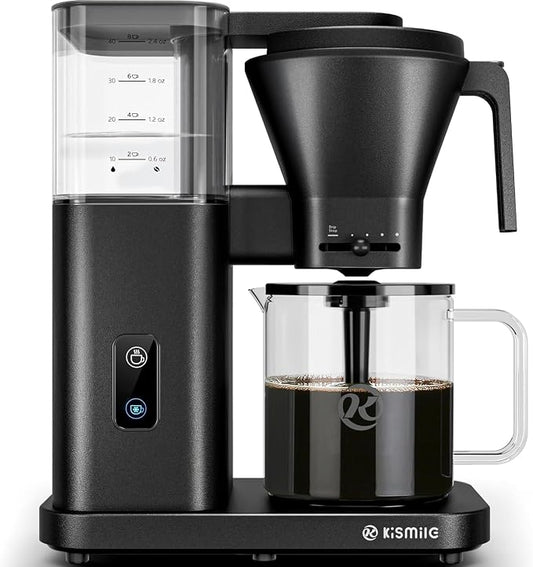 Kismile SCA-Certified 8-Cup Drip Coffee Maker with Pour-Over Control | 3-Second Heating at 197–205°F, Adjustable Flow, Removable 1.25L Water Tank, 20-Min Cold Brew and 40-Min Keep Warm by Kismile