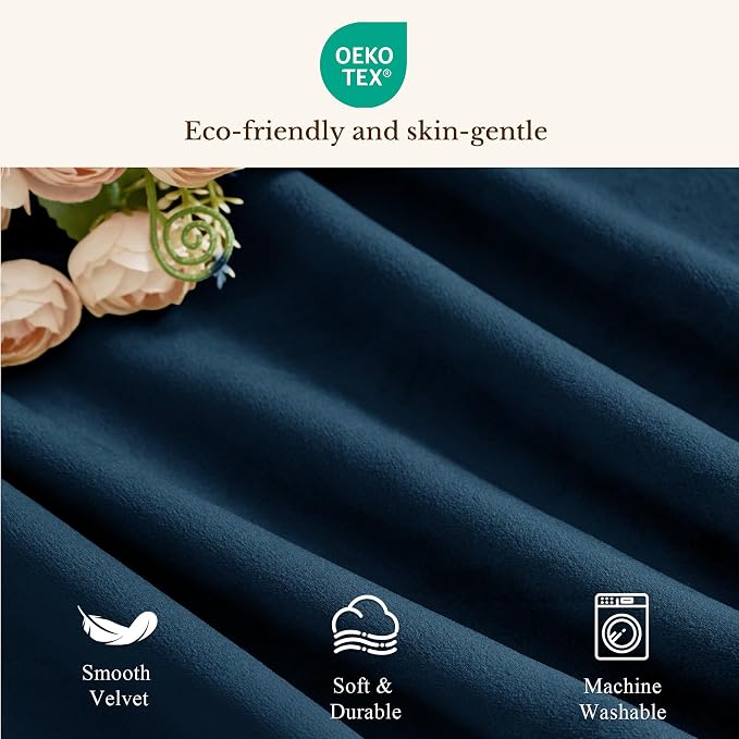 Velvet Window Valance 52x18 Inch 4-Panel Set | Soft Wavy Navy Blue Kitchen Curtains for Windows, Luxury Fabric Aesthetic Window Treatment for Bay Window, Living Room - Image 7