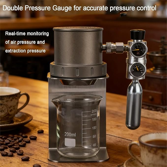 Pneumatic Espresso Machine, Portable Pressure Coffee Maker | Stainless Steel Structure, Home & Cafe & Travel Use, Pneumatic Brewing System, Pressure Valve Design - Image 4