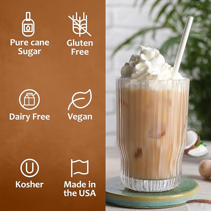 Syruvia Coffee Syrup, Coconut Flavored Syrup for Drinks, Lattes, and Desserts – 25.4 fl oz, With Pump