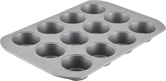 Farberware Bakeware Nonstick Muffin Pan, 12-Cup, Cupcake Baking Pan, Gray by Farberware