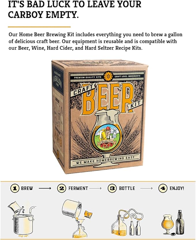 Craft A Brew - Oktoberfest Ale - Beer Making Kit - Make Your Own Craft Beer - Complete Equipment and Supplies - Starter Home Brewing Kit - 1 Gallon