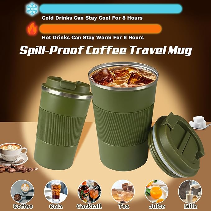 Vacuum Insulated Stainless Steel Travel Coffee Mug,Leak Proof Cup with Lid | 304 stainless steel mug with vacuum insulation, leak proof lid, silicone grip and car cup holder friendly design - Image 2