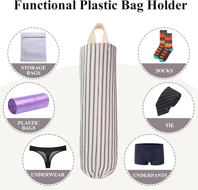 Plastic Bag Holder, Wall Mount Grocery Bag Holder, Reusable Trash Bags Organizer for Home Kitchen Pantry Decor (Black) - Image 5