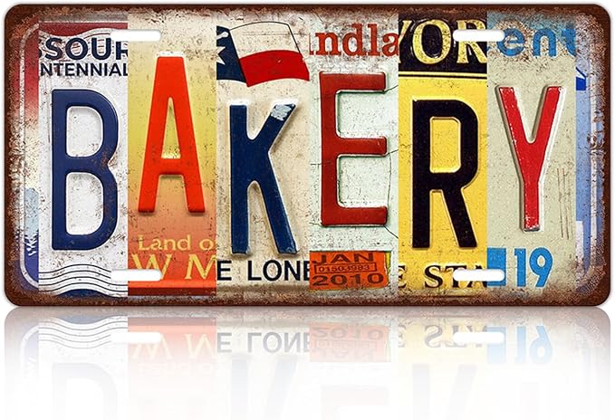 Vintage Bakery Metal Tin Sign License Plate Wall Decor 12 x 6 Inches by MTsigns