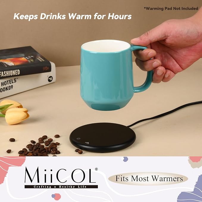 Miicol Ceramic Coffee Mug, 16 oz Large Coffee Cup, Tea Mug with Handle, Flat Bottom Mug for Men, Women, Office, Microwave and Dishwasher Safe, Multi-Color, Mint Blue - Image 5