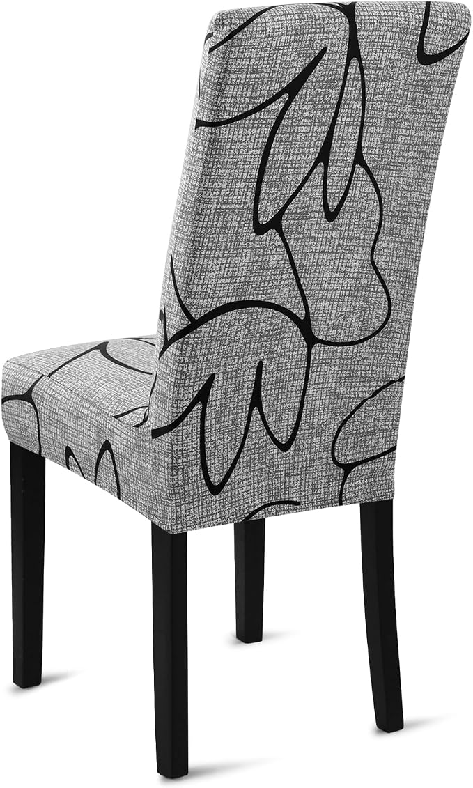 Fuloon Dining Chair Slipcover, Stretch Parson Chair Protector for Home | Printed Gray Lotus, Set of 4, Super Fit, Stretch, Removable, Washable, Suits for Hotel, Dining Room, Ceremony, Banquet Party - Image 4