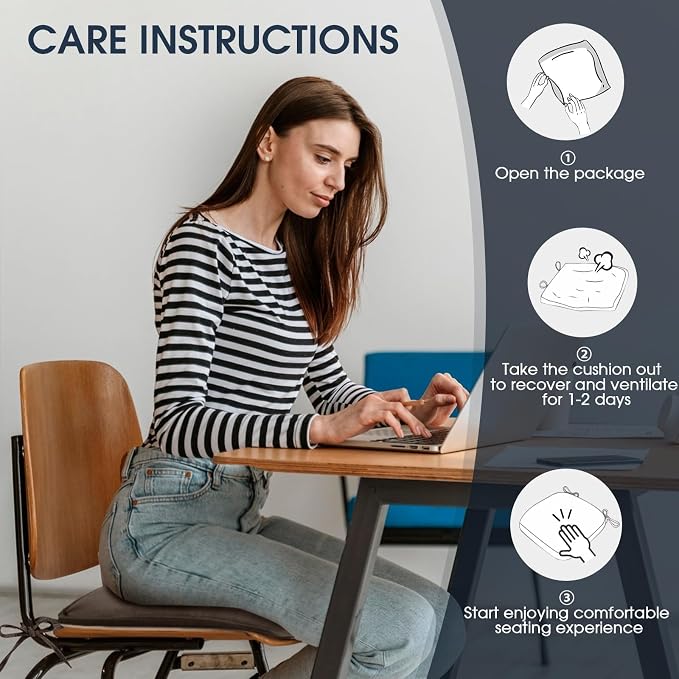 TushGuard Chair Cushions, 4 Pack Memory Foam Chair Pads, Brown | Dining Chair Pads with Fixed Straps, Thin Seat Cushion, Anti-Slip Kitchen Chair Cushion Set - Image 6