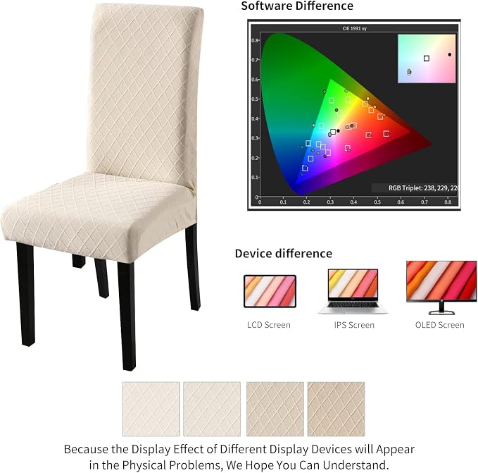 Fuloon Dining Chair Slipcover, Stretch Parson Chair Protector for Home | Waterproof Rhombic Jacquard-beige, Set of 2, Super Fit, Removable, Suits for Hotel, Dining Room, Ceremony, Banquet Party - Image 7