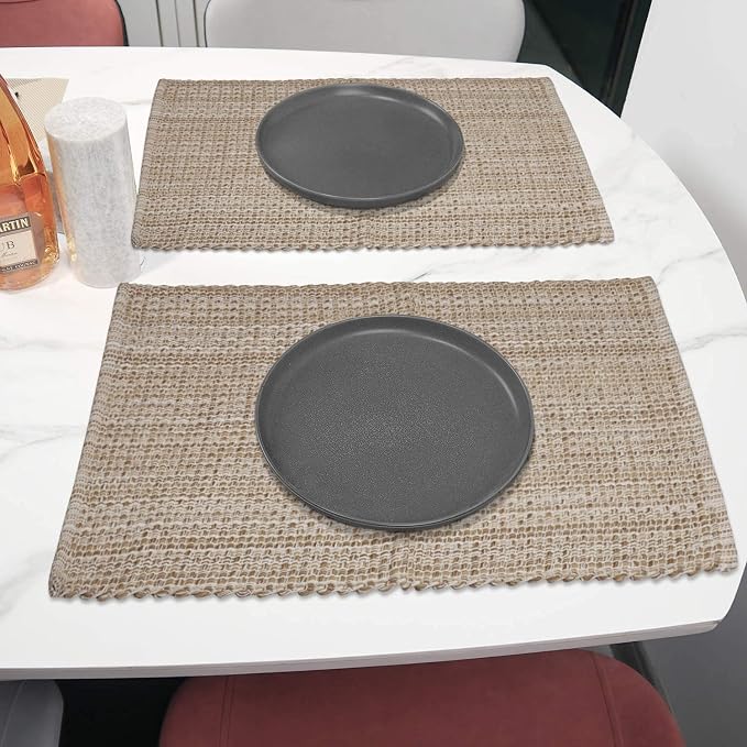 Urban Villa Two Tone Placemat Cotton Tablemat 14x20 (Set of 6) Eggshell - Image 4