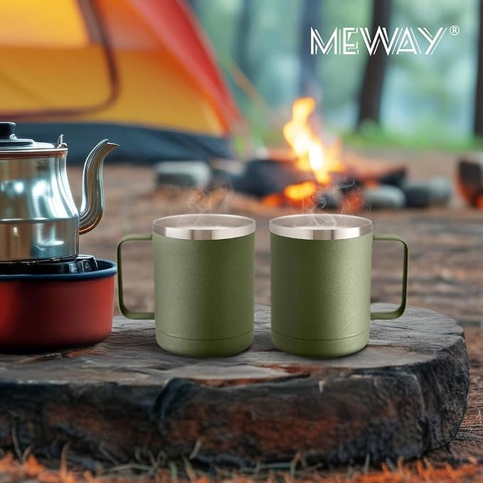 MEWAY 12oz Coffee Mug With Handle 4 Pack Bulk,Stainless Steel Insulated Travel Tumblers With Sliding Lid,Double Wall Vacuum Camping Cup for Hot & Cold Drinks Tea (Multicolor,Set of 4) - Image 7