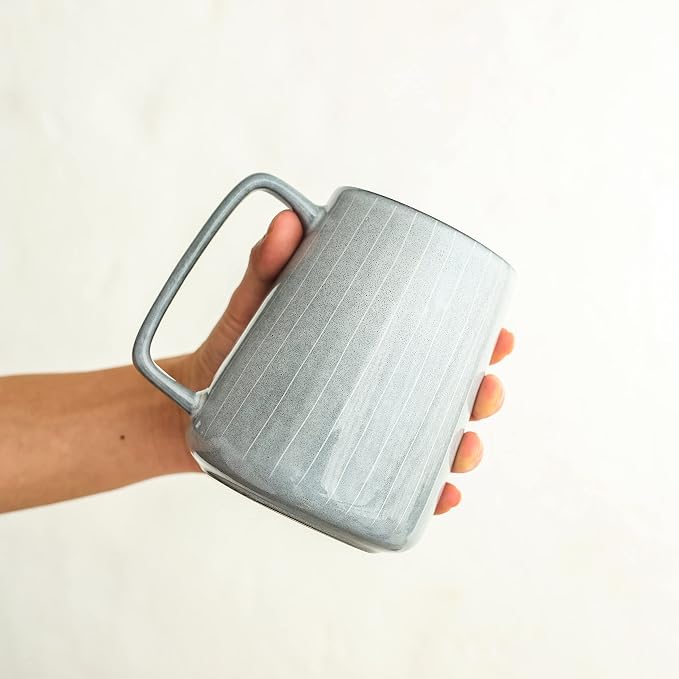 Large Ceramics Coffee Mugs,24 OZ,Large Handle Design,Extra Large Tea and Coffee Cup for Office and Home，Microwave And Dishwasher Safe(24 oz Gray) - Image 3