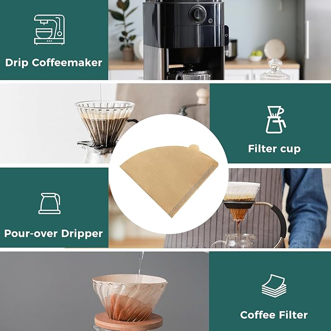 Easy-Dispensing Natural Brown Cone Coffee Filters, V02 Size, 100 Count - Unbleached Paper Filters for Pour Over Brewing, Compatible with Chemex, Hario V60 & More，Box for Easy Use & Tidy Storage