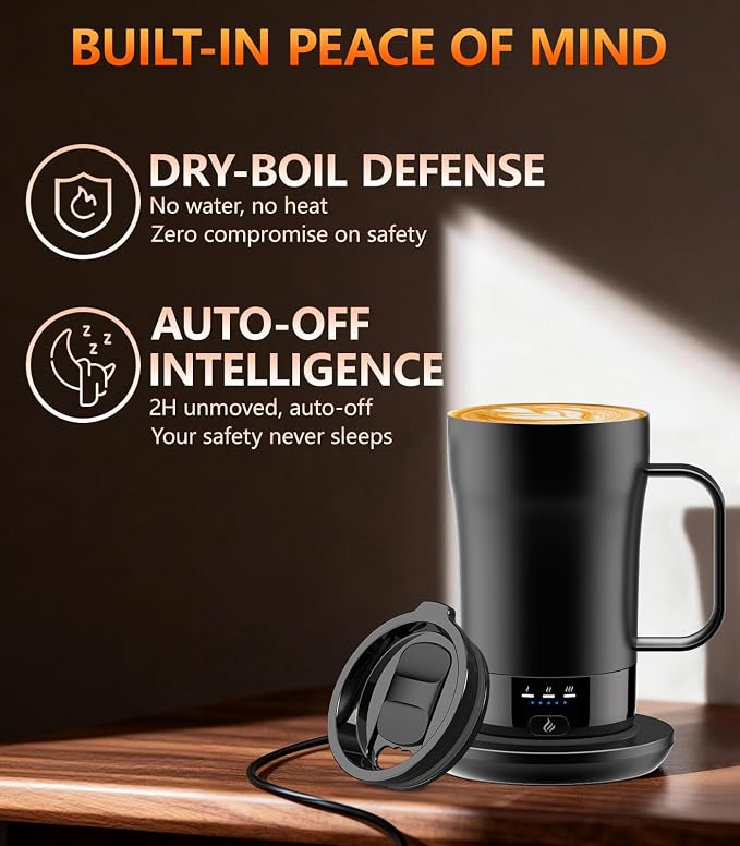 Self-Heating Coffee Mug, 14oz Heated Coffee Mug Rechargeable - Temperature Control Cup Keep Drinks Hot, Smart Cup Great Gift for Women & Slow Sippers - Image 4