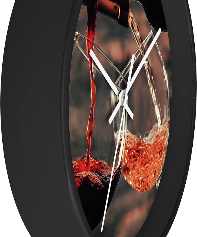 Mozingo ~ Wine Clock for Kitchen Bar Wall It's Wine O'clock Silent Time Gift Home Decor Made In USA, 10" (Hour Marks - None, Clock Frame Color - Black, Wine Theme #01) - Image 2