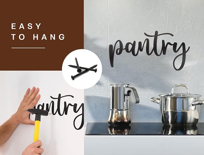 Pantry Word Sign Metal Wall Decor - 15"X8" Black Modern Pantry Decor Farmhouse Metal Large Pantry Sign for Hanging Any Kitchen Wall Art Decor - Image 6