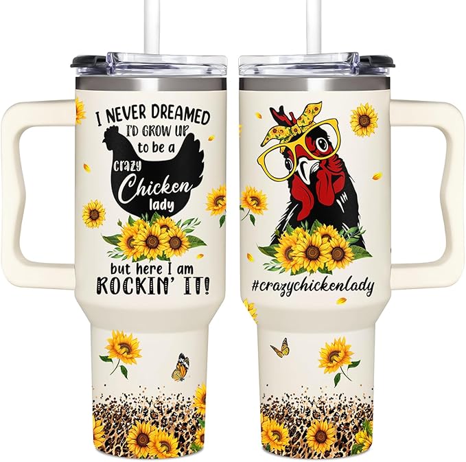 Chicken 40Oz Tumbler With Handle - Mothers Day & Birthday Gift Idea For Chicken Lovers