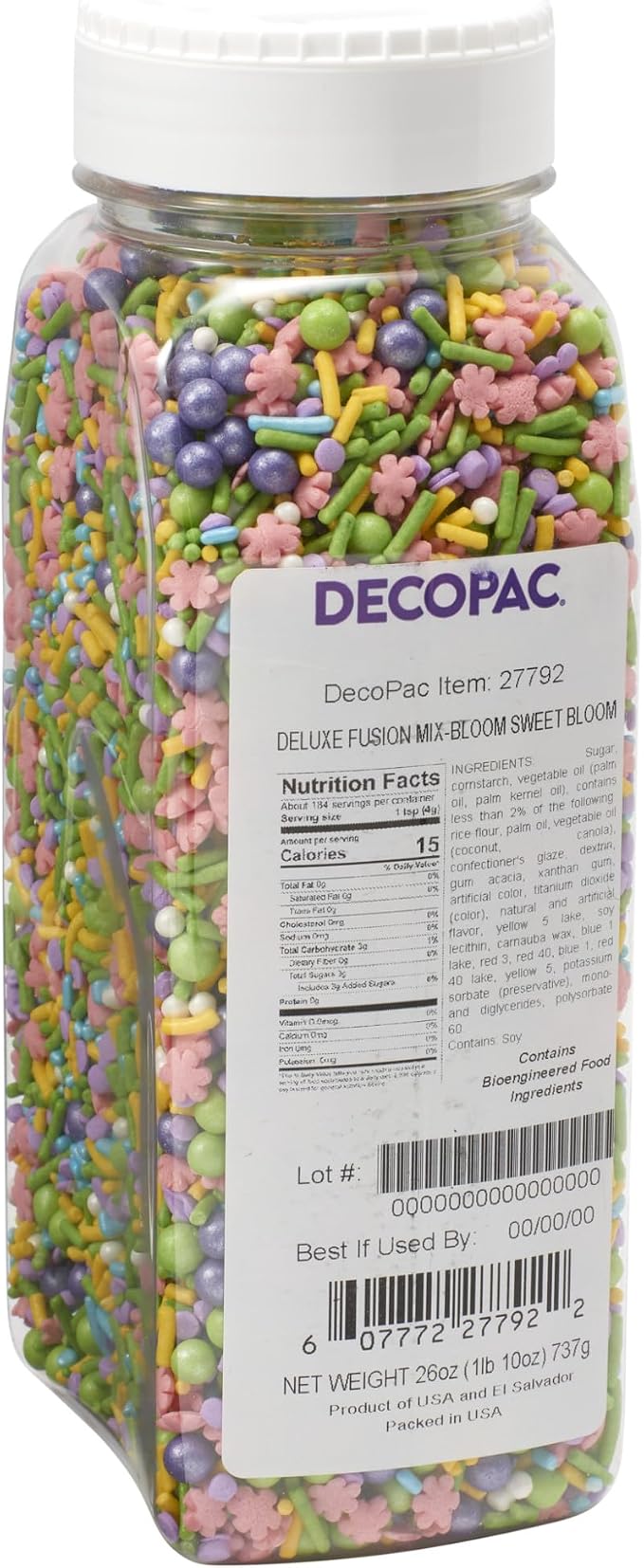 DECOPAC Bloom Sweet Bloom Deluxe Fusion Mix, 26oz, Fancy Candy Sprinkles in Handheld Container, Edible Sprinkles For Celebration Cakes, Cupcakes, Cookies and Donuts, Spring Colors by Decopac