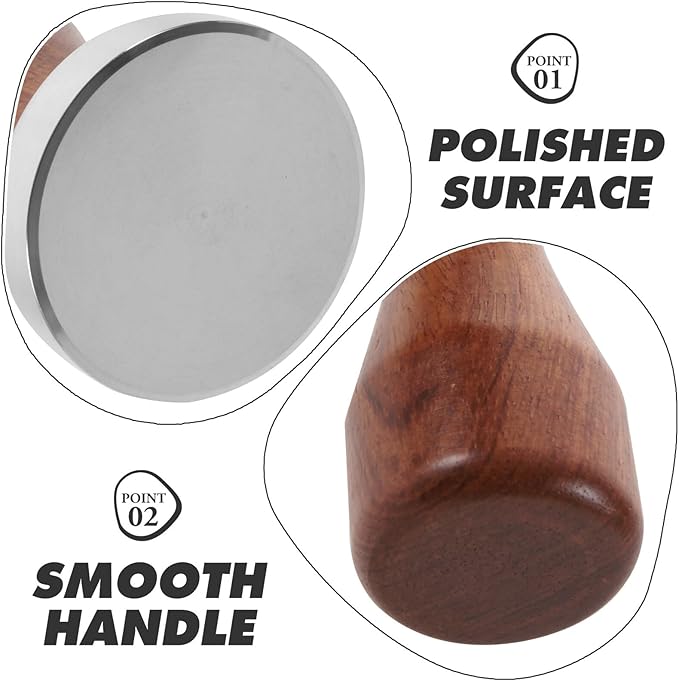 Stainless Steel Coffee Tamper with Wood Handle Flat Base Heavy-duty Espresso Powder Press Tool for Home Use Coffee Making