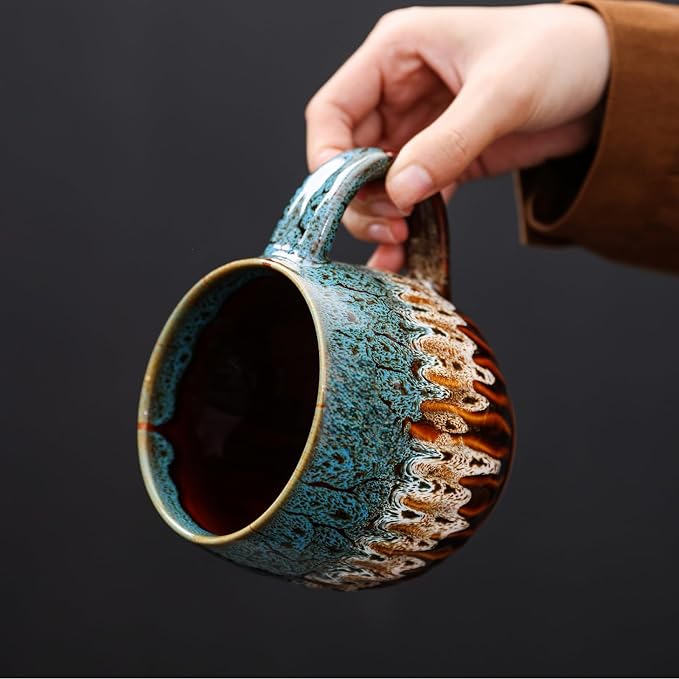 20 oz Large Ceramic Coffee Mug,Creative Handcrafted Reactive Glaze Coffee Cups Suitable for Home and Office Use,Dishwasher & Microwave Safe,Novelty Pottery Mug for Coffee Lovers Gift (blue) - Image 7