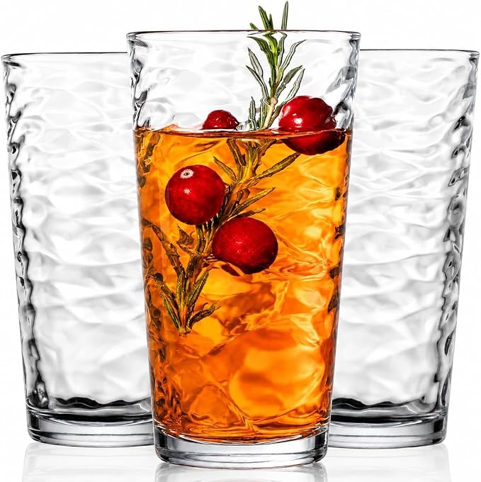 Glaver's Drinking Glasses Set of 10 Highball Glass Cups, 17 Oz Cooler Glassware. Home and Bar Everyday Basic Drinkware Elegant Kitchen Glasses for Water, Juice, Cocktails, Iced Tea. by Glavers