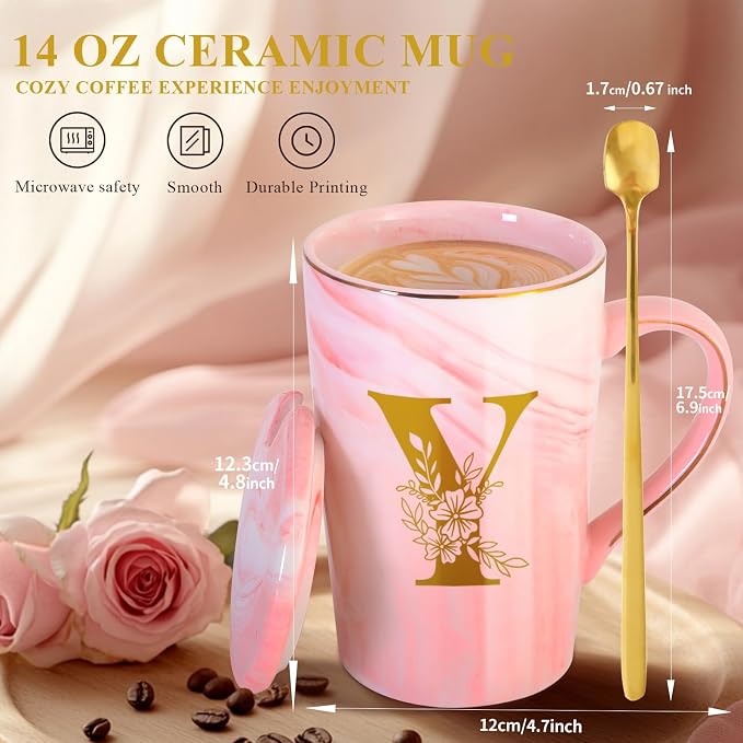 MNZZ Personalized Ceramic Coffee Mug with Lid Tea Cup Women Men Teacher Gifts Female Male Best New Appreciation Thank you Favorite Good Goodbye Retirement Friends Social Student Bestie,Y - Image 4