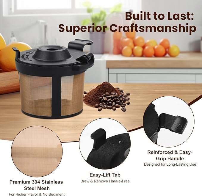Permanent Coffee Filter for Ninja PB051 / PB040 / PB041ST - Reusable Stainless Steel Mesh Compatible with Ninja Coffee Maker Pods & Grounds - Eco-Friendly Replacement