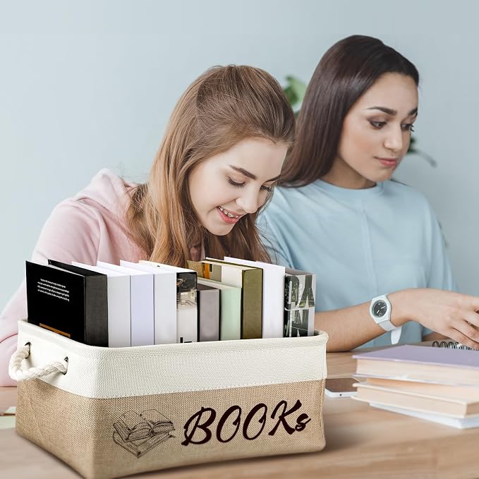 Marsui Book Lover Gifts Books themed Storage Basket Storage Bin Bookish Accessories Bookworm Gift for Club Members Student Teacher Reading Accessories - Image 5