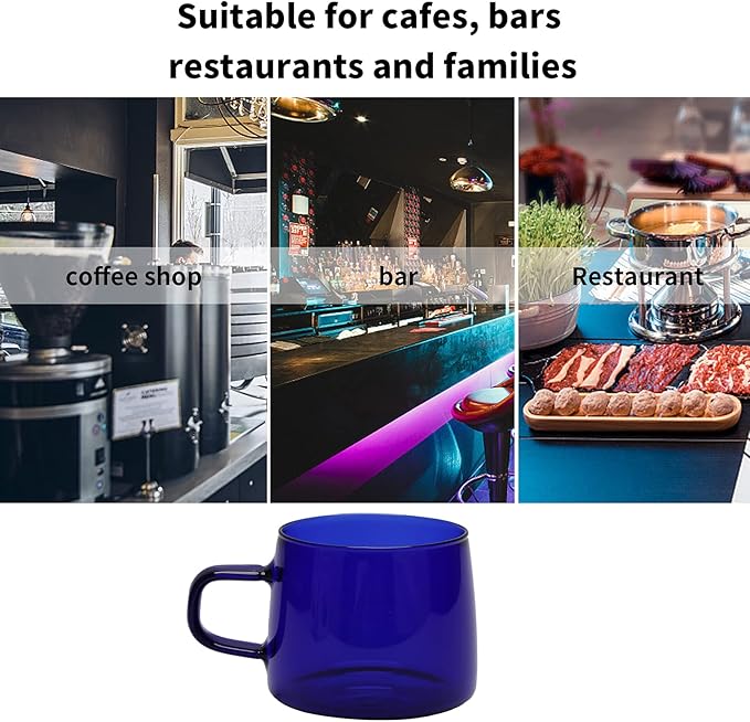 2PCS Glass Coffee Mugs, 350ml Clear Glass Mug with Handle Heat Resistant Tea Mugs High Borosilicate Glass Mug for Tea Beverages (Blue)