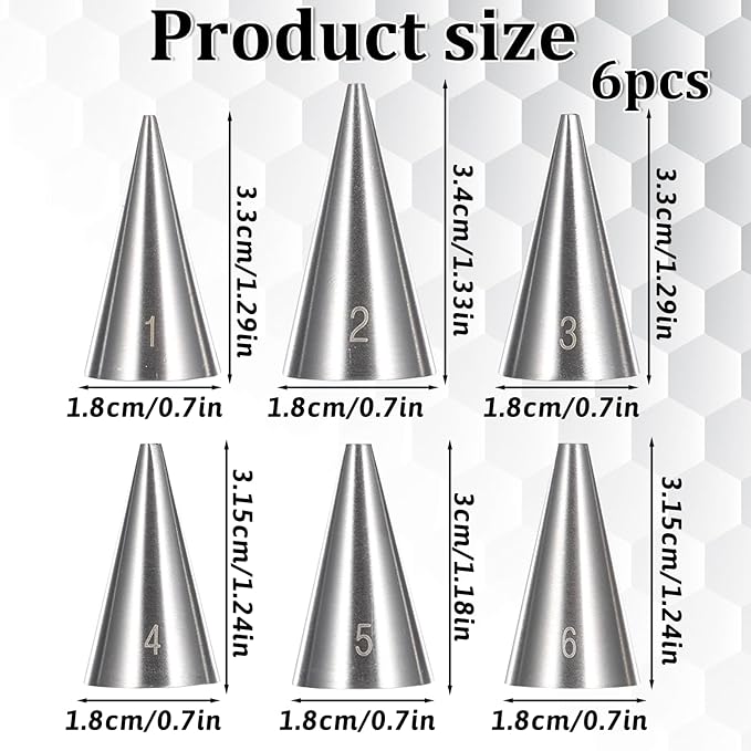 6 Pcs Round Piping Tips Set, Stainless Steel Icing Tips Cupcake Frosting Nozzles Small Cake Decorating Piping Tip Cake Writing Icing Tool Pastry Dispensers Supplies for Baking Cookies Puff Cream