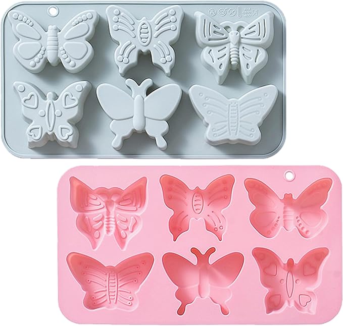 2 PACK 6 Design Butterfly Shaped Silicone Molds, 3D Butterfly Themed Baking Mould Tray DIY Baking Tool for Chocolate Cake Dessert Candy Mousse Pastry Candy Polymer by Arvintas