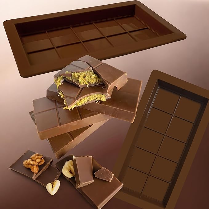 2Pack Deep Chocolate Bar Molds, 1Inch Thick Chocolates Bar Molds, Extra Large And Thick Chocolate Molds for Filling Dubai Pistachio Chocolate Bar