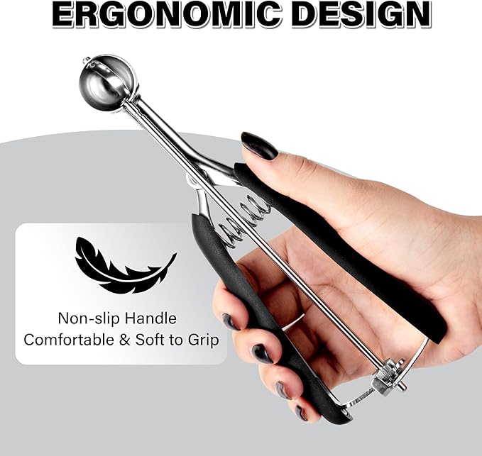 Extra Small Cookie Scoop 1 tsp, Professional Stainless Steel Mini Ice Cream Scoop 25 mm, Melon Baller Scoop Good Soft Grips, Quick Trigger Release