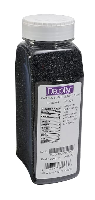 DecoPac Sanding Sugar | Black Edible Sugar Sprinkles | 33oz | Edible Sanding Sugar in Handheld Container | Made In USA | Sugar Sprinkle Mix For Cakes, Cupcakes, Cookies, Extra Large Pack | 33 Ounce - Black - Image 2