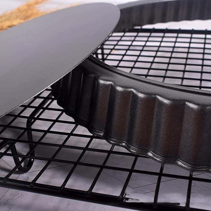 Tart Pan Quiche Pan, Nonstick Deep Dish, Carbon Steel with Removable Bottom | Heavy Duty Pie Plate Baking Dish for Cakes Quiches, Easy Release ([Thickened] 11-inch live bottom pie plate) - Image 5