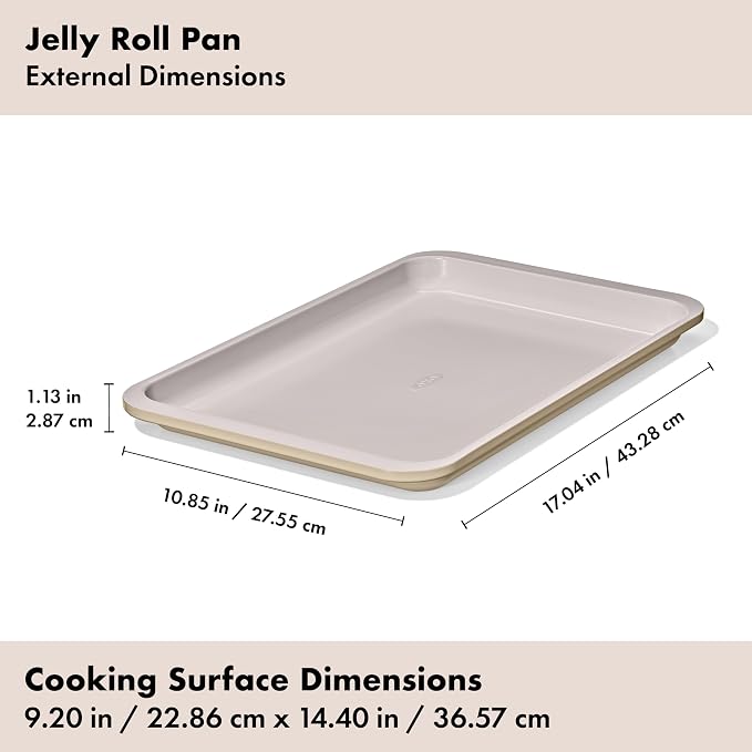 OXO Good Grips Non-Stick Pro Ceramic Coated Metal Bakeware Jelly Roll Pan – Biscuit - Image 7