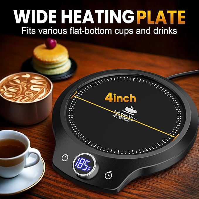 Fast Heating Mug warmer - 4 Temp Settings & 1-12H Timer, Coffee Cup Warmer Plate for Desk Auto Shut Off, LED Display Smart Candle Wax Warmer - Ideal Electric Beverage Warmer Gift for Coffee, Tea, Milk - Image 6