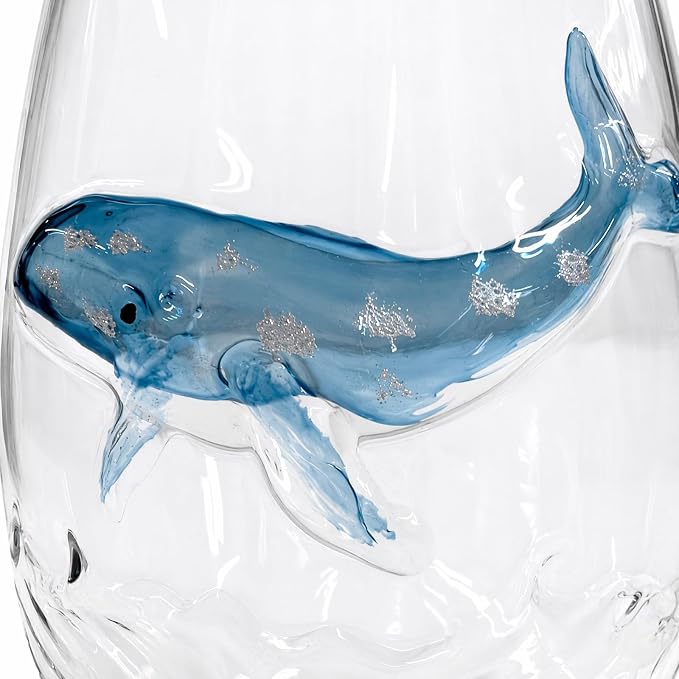 Ocean Themed Whale Hand-Blown Coastal Glassware for Gifts | Ocean Themed Octopus Glassware Hand Blown Coastal Stemless Wine Glasses Unique Coastal Decor Gift for Ocean Lovers - Image 6