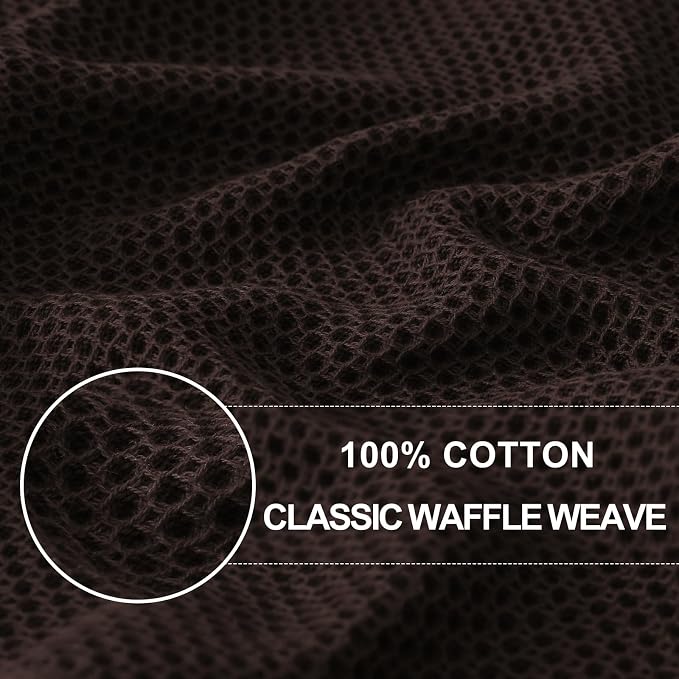 Homaxy 100% Cotton Waffle Weave Kitchen Dish Towels 4-Pack, Dark Brown | 13 x 28 Inches, Ultra Soft Absorbent Dish Towels, Quick Drying Cleaning Towels - Image 2