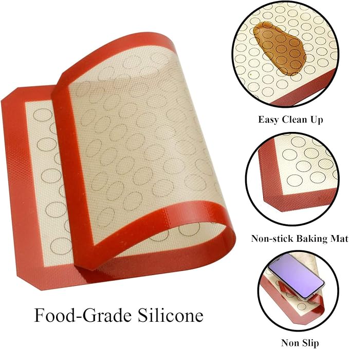 Wildone Baking Sheet with Silicone Mat Set, Set of 4 (2 Sheets + 2 Mats), Wildone Stainless Steel Cookie Sheet Baking Pan with Silicone Mat, Size 12 x 10 x 1 inch, Non Toxic & Heavy Duty & Easy Clean - Image 4