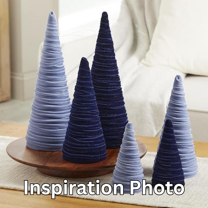 Your Heart's Content Slate Blue Velvet Trees Set of 3, Modern Artisan Mantel Accent, Bookshelf, Boy Nursery, Valentine Tree Tablescape, Cozy Gift for (Slate Blue) - Image 6