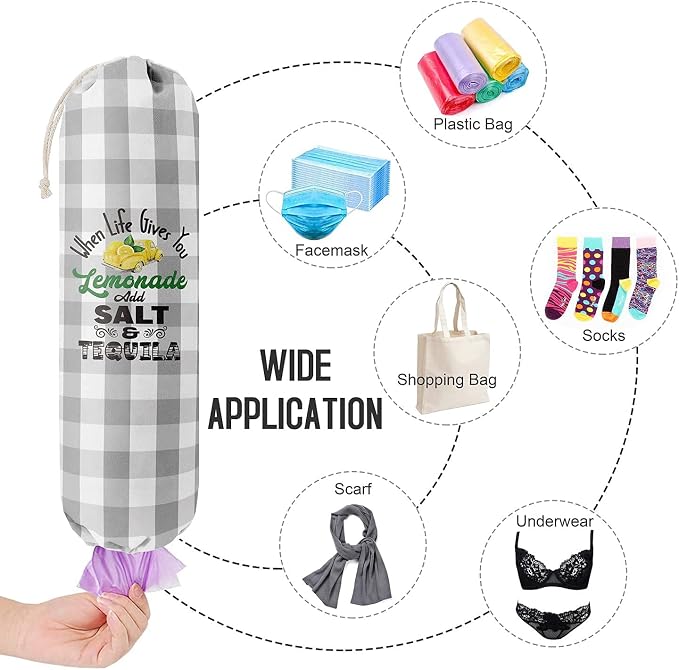 Grocery Bags Holder Organizer for Shopping Bags，Wall Mount Plastic Bags Storage Container Dispensers，Lemons Add Sal, Gift for Women Mother Grandmother Friend - Image 6