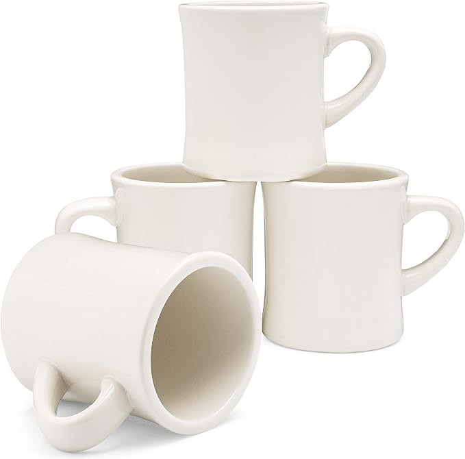 COLETTI Diner Coffee Mugs — Restaurant Coffee Mugs, Retro Coffee Mug – Sturdy & Heavy Diner Mug – Nostalgia in Every Sip [Cream, 11 oz, Set of 4] by COLETTI