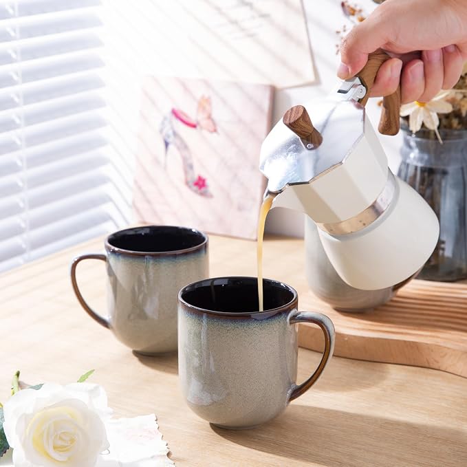 LERATIO 12OZ Ceramic Coffee Mugs Set of 6, Large Porcelain Coffee Cups With Large Handle For Latte,Cappuccino,Milk,Cocoa,|Dishwasher&Microwave Safe Mug Sets,Ideal for Man,Woman,Dad, Mom - Image 6
