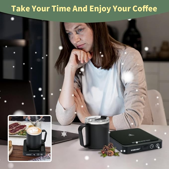 VOBAGA Mug Warmer with 15oz Mug Set, Smart Coffee Mug Warmer for Desk with 5 Temp Settings & 2-12H Auto Shut Off, Coffee Warmer for Candles, Coffee, Cocoa, Milk, Best Coffee Gifts for Men Women - Image 6