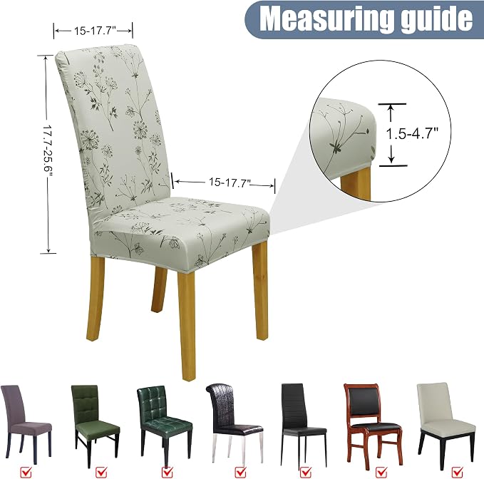 Dining Chair Covers, Stretch Seat Covers, Washable Furniture Protector | 6 Pack, Washable, Stretch Fit, Soft, Non Slip, Dining Chair Covers, Seat Protector, Furniture Protector - Image 5