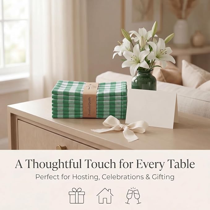 Urban Villa Cloth Napkins Cotton 20x20 (Set of 12) Hunter White - Image 9