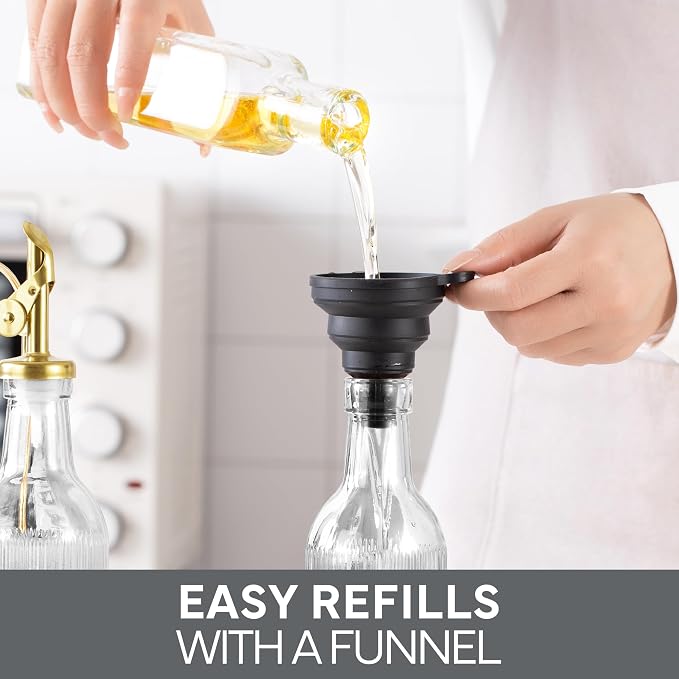 COOK WITH COLOR Glass Olive Oil Dispenser Bottle - 2 Pack, 17 oz Cruet - Elegant Carafe Decanter with Spout for Kitchen, Suitable for Vinegar, Coffee Syrups & Other Liquids - Image 7